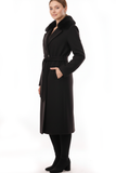 Ekol Fur-Trimmed Collar Belted Coat