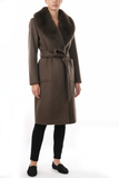 Ekol Fur-Trimmed Collar Coat with Patch Pockets