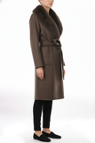 Ekol Fur-Trimmed Collar Coat with Patch Pockets