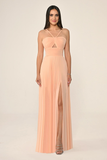 Knitted Strappy Pleated Chiffon Long Evening Dress Alfa Beta