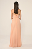 Knitted Strappy Pleated Chiffon Long Evening Dress Alfa Beta