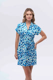 Canel Leopard Print Mini Dress - Short Sleeve Shirt Collar Casual