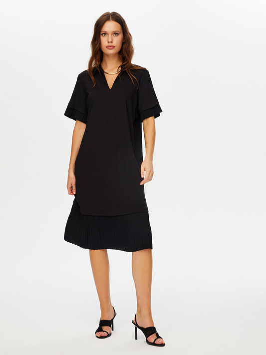 Pleated Skirt Short Sleeve Knitted Dress by Faik Sönmez