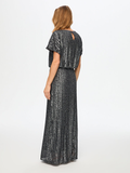 Boat Neck Short Sleeve Sequin Long Evening Dress by Faik Sönmez