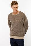 Men's Crew Neck Wool Sweater with Diamond Pattern on the Chest