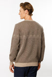 Men's Crew Neck Wool Sweater with Diamond Pattern on the Chest
