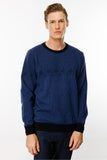 Men's Crew Neck Wool Sweater with Diamond Pattern on the Chest