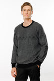 Men's Crew Neck Wool Sweater with Diamond Pattern on the Chest