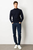 Men's Half Turtleneck Knit Sweater with Diamond Pattern on the Front