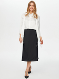 Crepe Satin Skirt with Elastic Waistband by Faik Sönmez