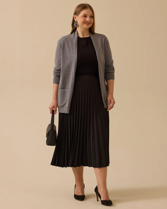 Plus size stretchy waist pleated basic skirt Gala-Xi