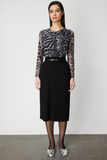 Belted Midi Length Knitwear Skirt On