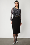 Belted Midi Length Knitwear Skirt On