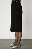 Belted Midi Length Knitwear Skirt On