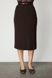 Belted Midi Length Knitwear Skirt On