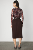 Belted Midi Length Knitwear Skirt On