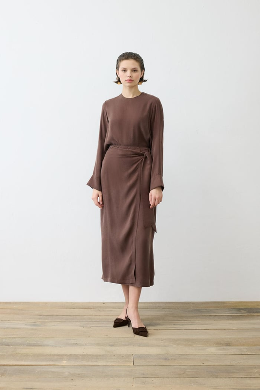 Prime Stone Washed Silk Wrap Skirt Set Tailor Shop