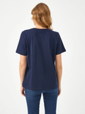 Faik Sönmez Minimalist V Yaka Kısa Kol Kadın T-Shirt - Günlük Şıklık