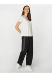 Faik Sönmez Minimalist V Yaka Kısa Kol Kadın T-Shirt - Günlük Tarz