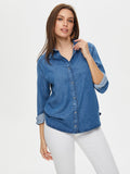 Faik Sönmez Oversize Denim Shirt - Long Sleeve Minimalist Style for Women