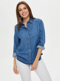 Faik Sönmez Oversize Denim Shirt - Long Sleeve Minimalist Style for Women