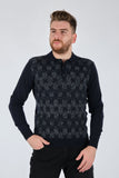 Fulker Minimalist Geometrik Desen Erkek Uzun Kol Triko Kazak