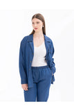 Gala-xi Büyük Beden Ceket Yaka ÇıtÇıtlı Cepli Denim Kumaş Kadın Ceket 14242107501018