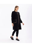 Gala-xi Minimalist Leopar Detaylı Uzun Kadın Kaban - Sonbahar Kış