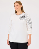 Gala-xi Kadın Büyük Beden Sıfır Yaka İşlemeli Sweatshirt 10002422314001
