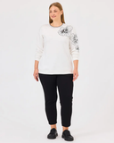 Gala-xi Kadın Büyük Beden Sıfır Yaka İşlemeli Sweatshirt 10002422314001