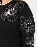 Gala-xi Kadın Büyük Beden Sıfır Yaka İşlemeli Sweatshirt 10002422314001