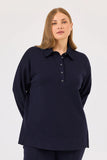 Gala-xi Kadın Büyük Beden Polo Yaka Sweatshirt 10002422314002