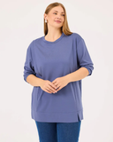 Gala-xi Kadın Büyük Beden Yuvarlak Yaka Basic Tunik 10002421214004
