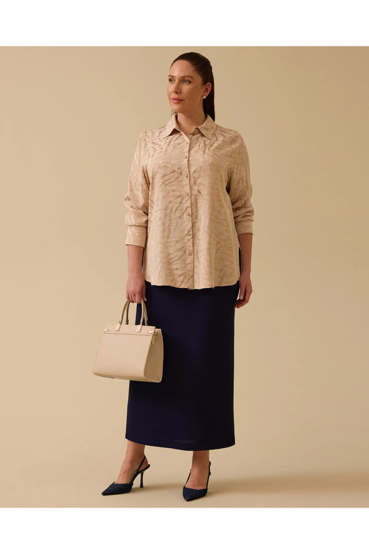 Gala-xi Oversize Uzun Kol Minimalist Kadın Gömlek - Günlük
