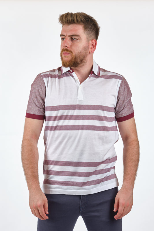 Gallus Erkek Polo Yaka Çizgili T-Shirt - Kısa Kol Regular Fit