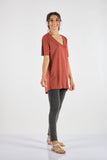 Garmenty Oversize V Yaka Midi T-Shirt - Günlük Şıklık