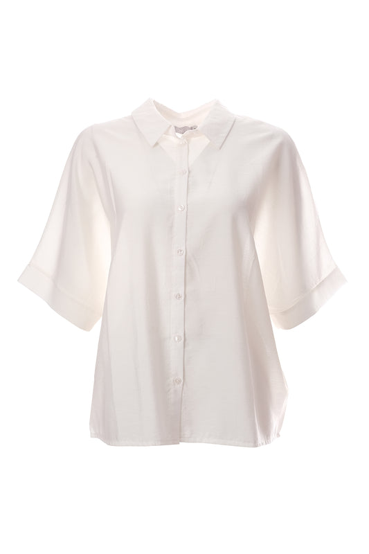 Canel Minimalist Oversize Short-Sleeve Shirt - Shirt Collar - Casual