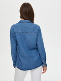 Faik Sönmez Oversize Denim Shirt - Long Sleeve Minimalist Style for Women