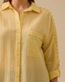 Plus Size Textured Shirt with Stone Embellishments