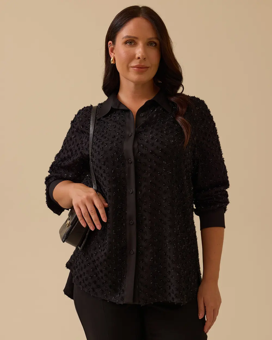 Plus Size Textured Shirt Gala-Xi