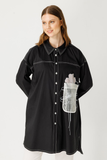 Müsemma Oversize Gömlek Yaka Uzun Kollu Midi Günlük Kadın Gömleği