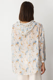 On Oversize Hooded Floral Women's Shirt - Minimalist Style - 3/4 Sleeve