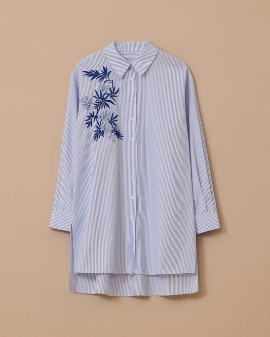 nakış detaylı çizgili gömlek Scl