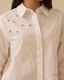 asimetrik taş detaylı gömlek Scl