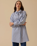Scarf collar striped shirt with stone detail Scl