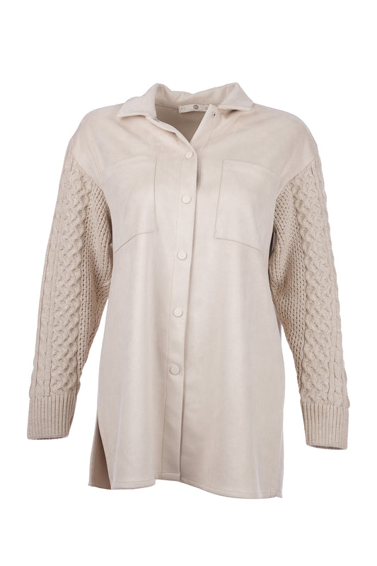 SCL Minimalist Oversize Midi Shirt - Sweater Detail Sleeves