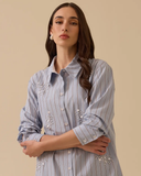 çizgili boncuk detaylı gömlek Scl