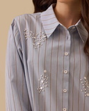 çizgili boncuk detaylı gömlek Scl