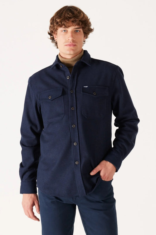Loose Fit Geniş Kesim Lacivert Uzun Kollu Gömlek Wrangler
