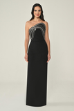 Halter Neck Beaded Crepe Midi Evening Dress Alfa Beta